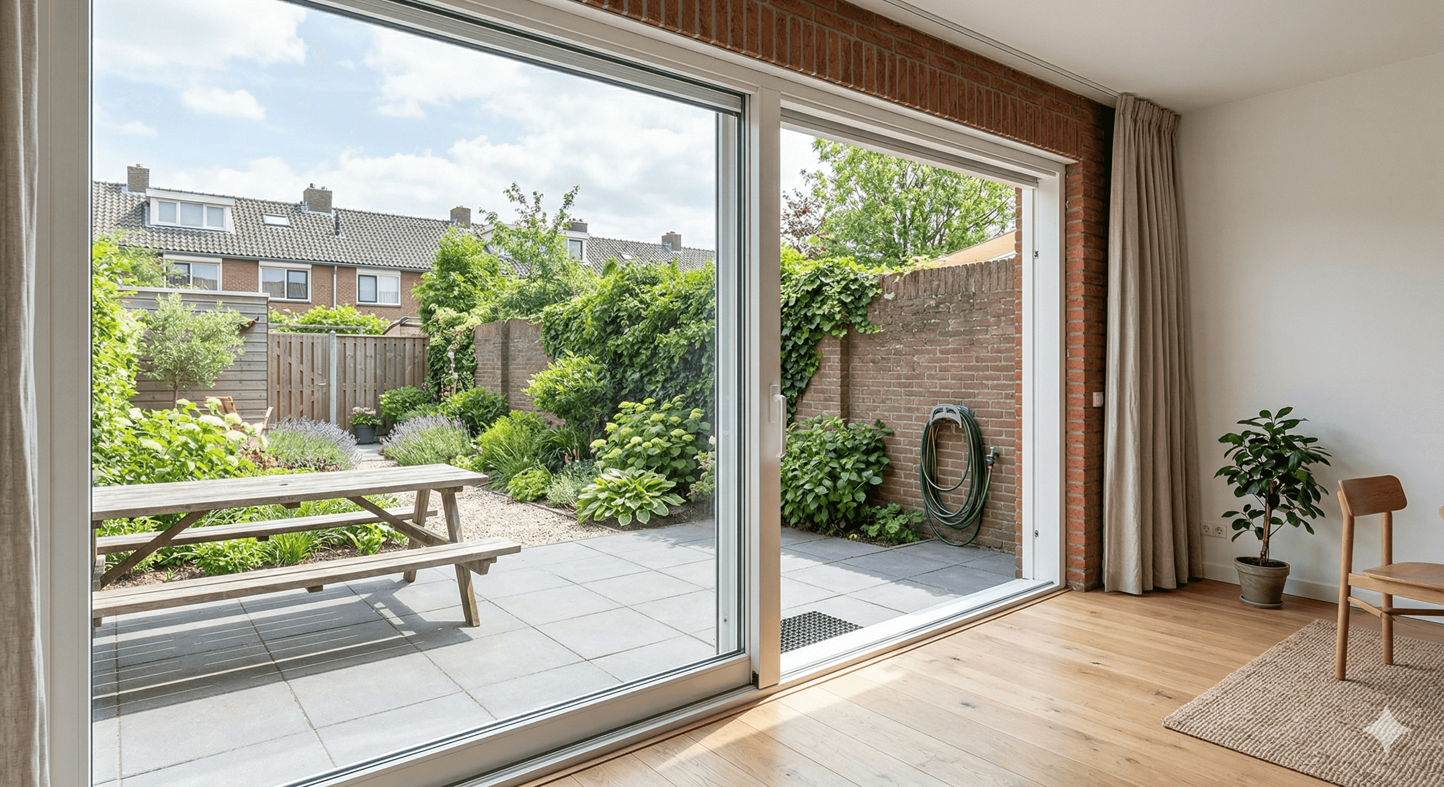 2-delige witte aluminium schuifpui interieur