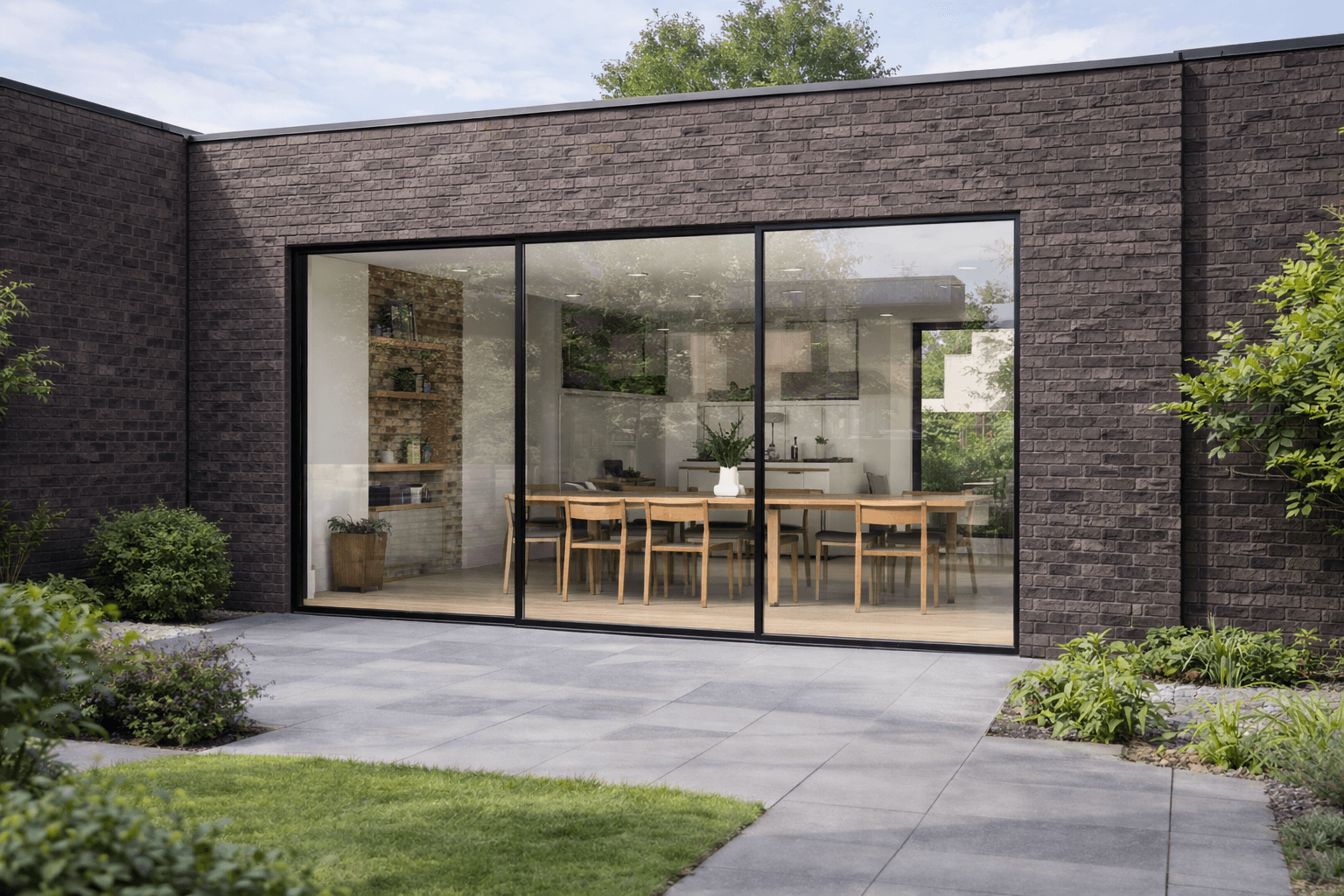 Eetkamer uitbouw - aluminium 3-delig