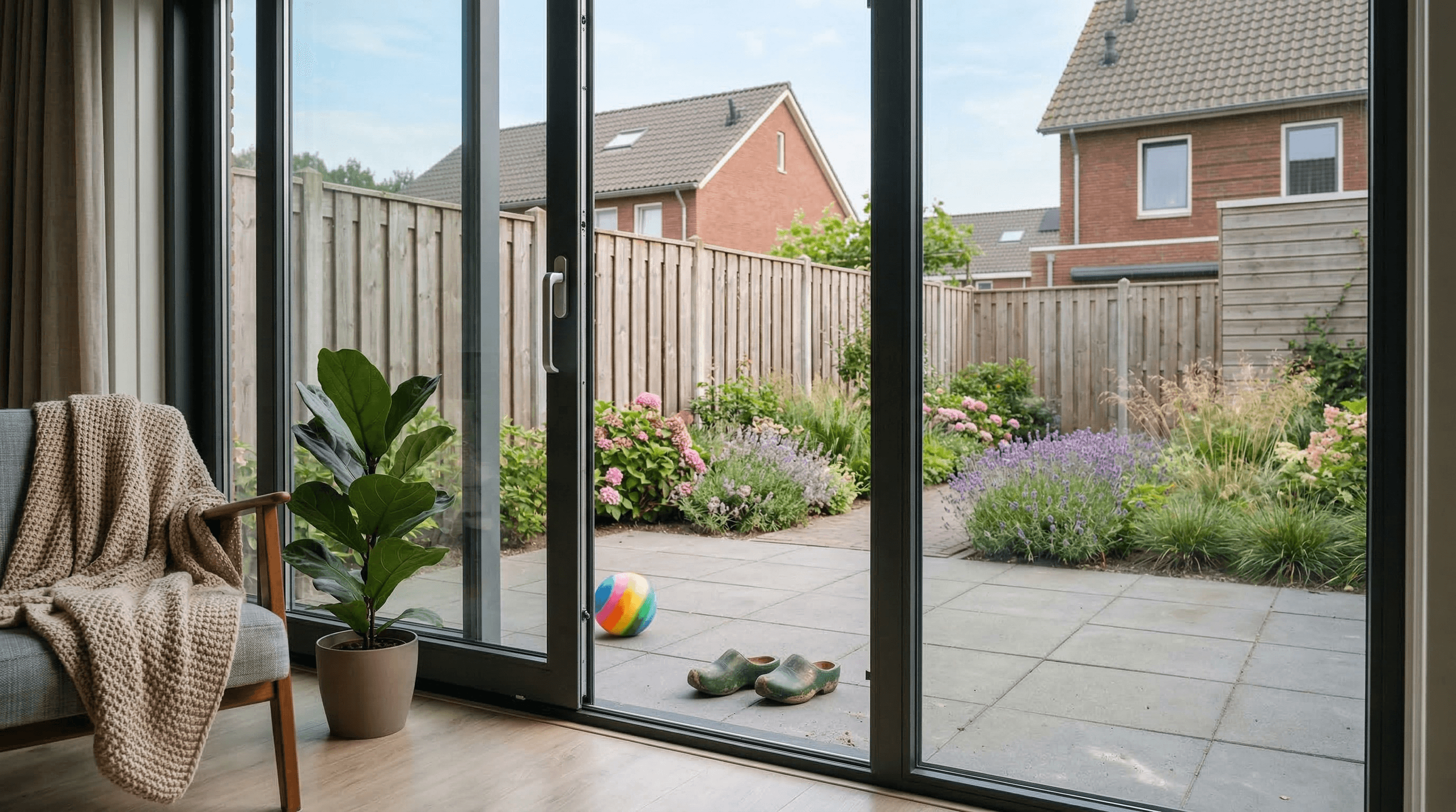 Interieur – woonkamer met tuin